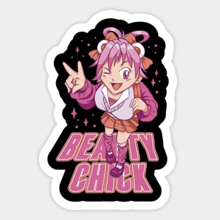 PINK HAIR ANIME GIRL Sticker